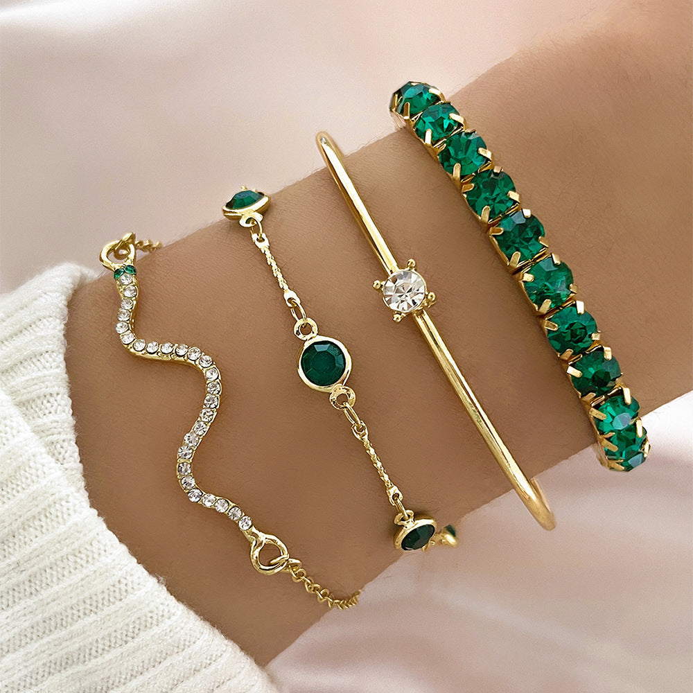 Parure de bracelets Émeraude en or