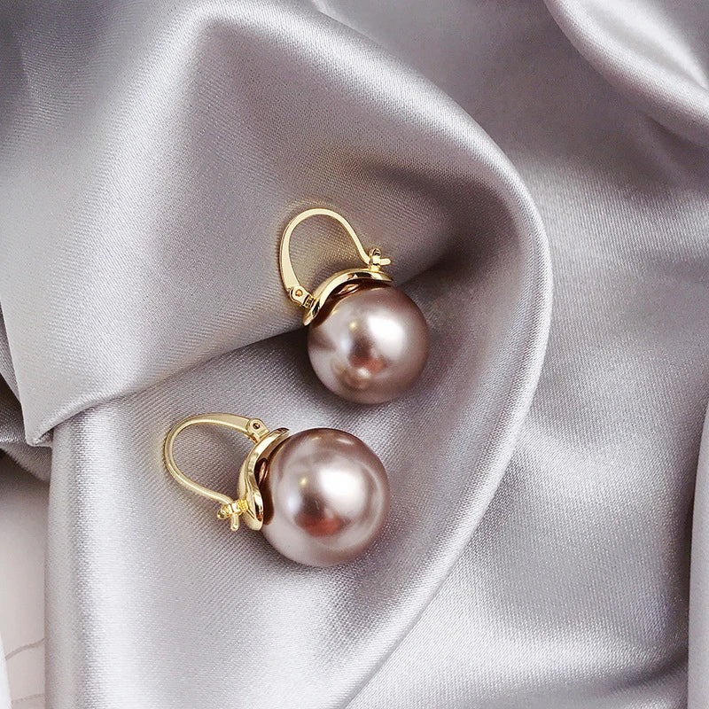 Grosses Boucles d'Oreilles à Perles en Or