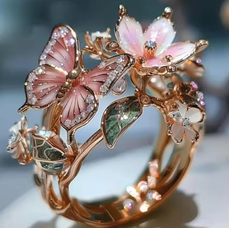 Bague Florale Vintage Dorée Prifddinas