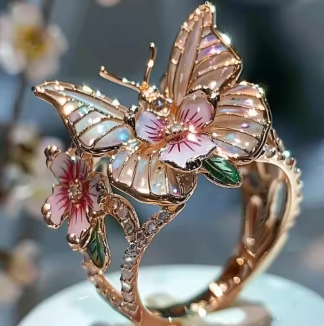 Bague Florale Vintage Dorée Prifddinas