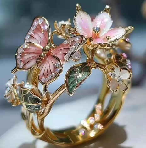 Bague Florale Vintage Dorée Prifddinas