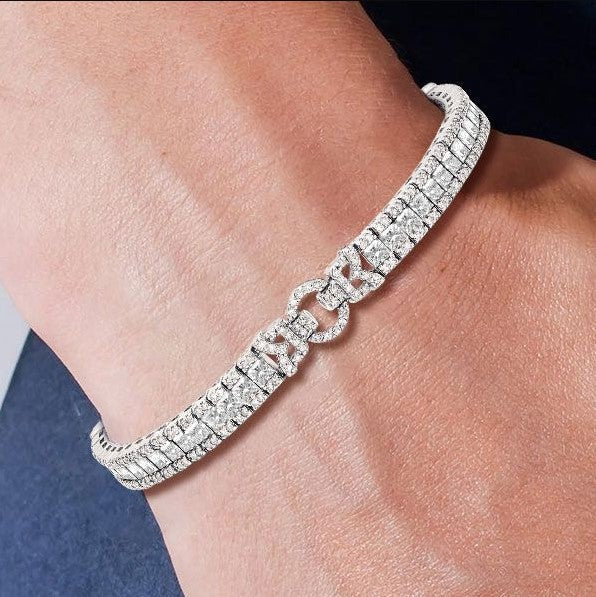 Offre 1+1 : Collier de perles en argent + Bracelet Saphir Blanc taille émeraude