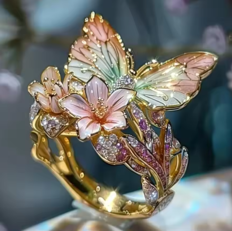 Bague Florale Vintage Dorée Prifddinas