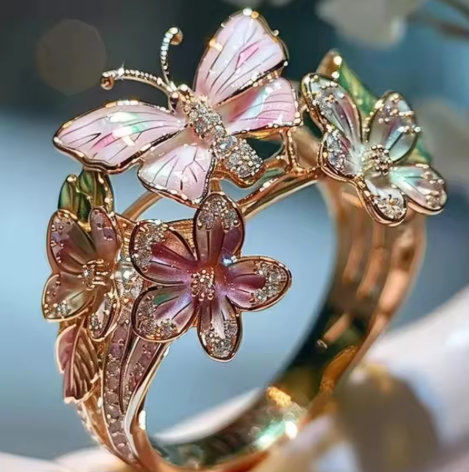 Bague Florale Vintage Dorée Prifddinas