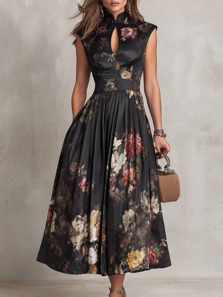 Sienna • Midikjole med blomsterprint