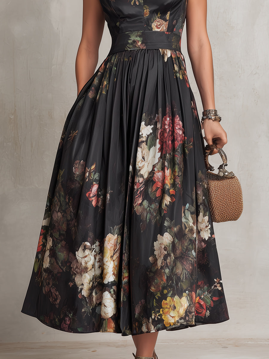 Sienna • Midikjole med blomsterprint