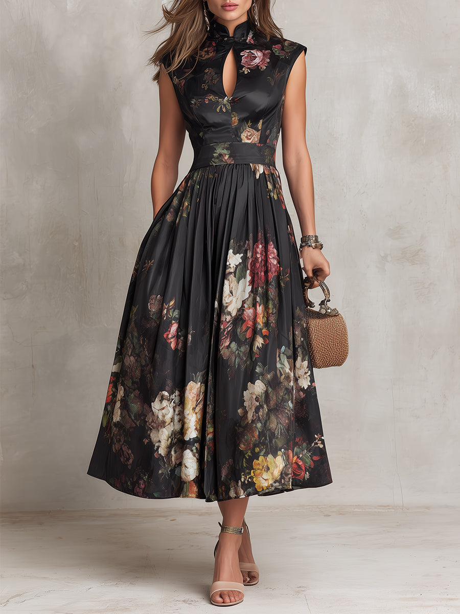 Sienna • Midikjole med blomsterprint