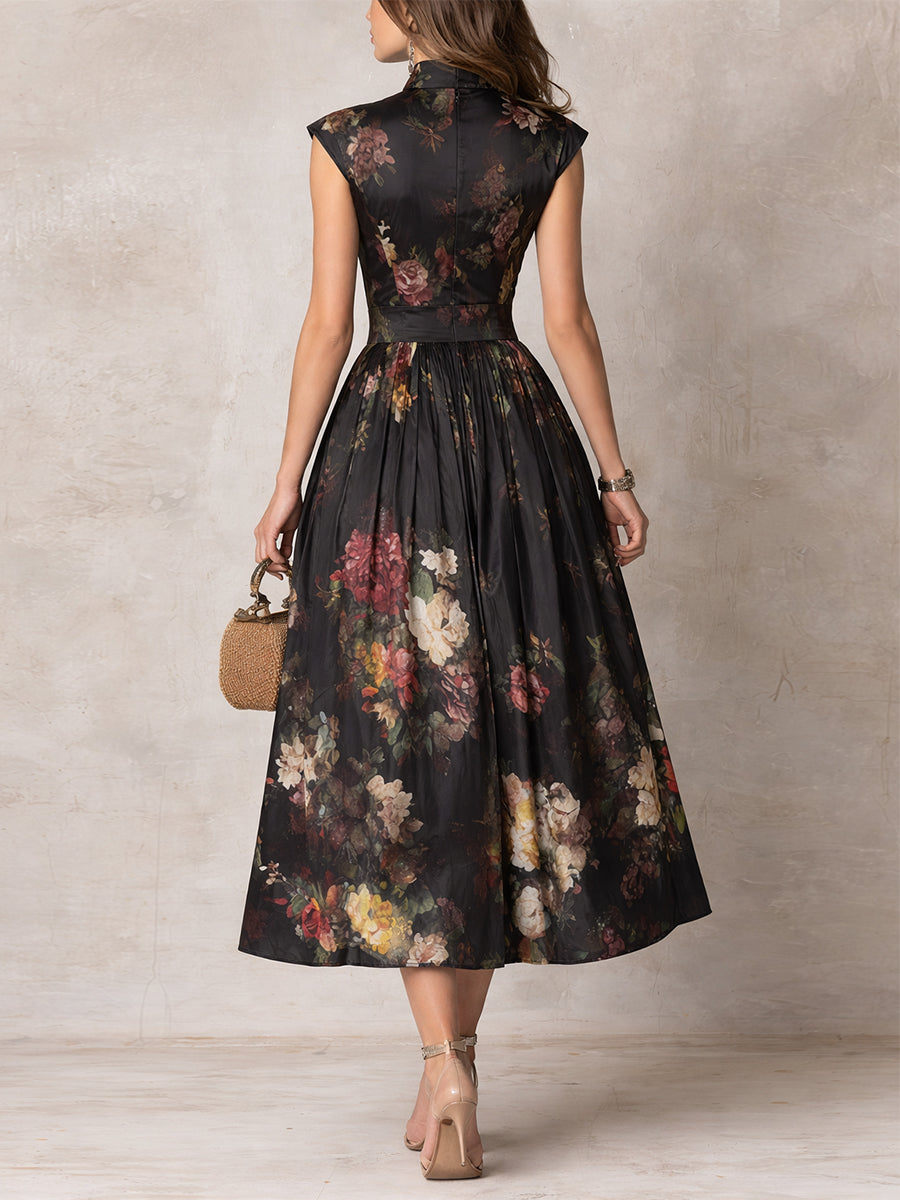 Sienna • Midikjole med blomsterprint