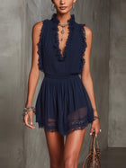 Olivia • Kort plisseret jumpsuit med blonder