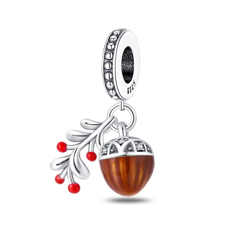 Charm Pendentif Automne Gland et Feuille