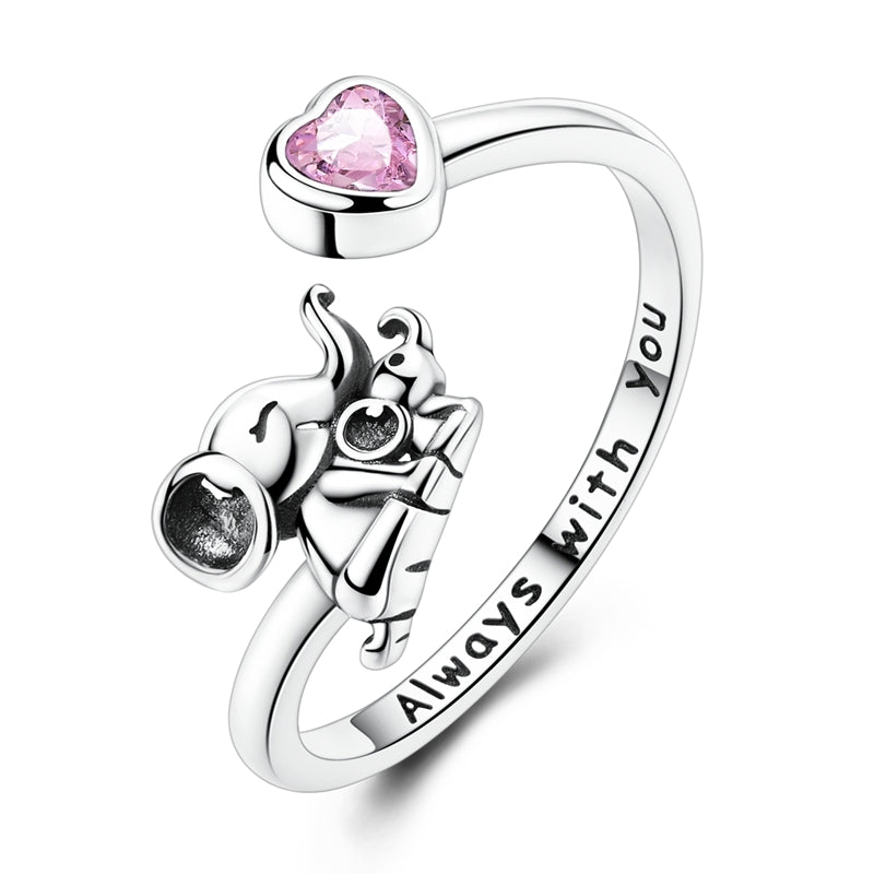Bague Réglable Éléphant et Cœur Always With You