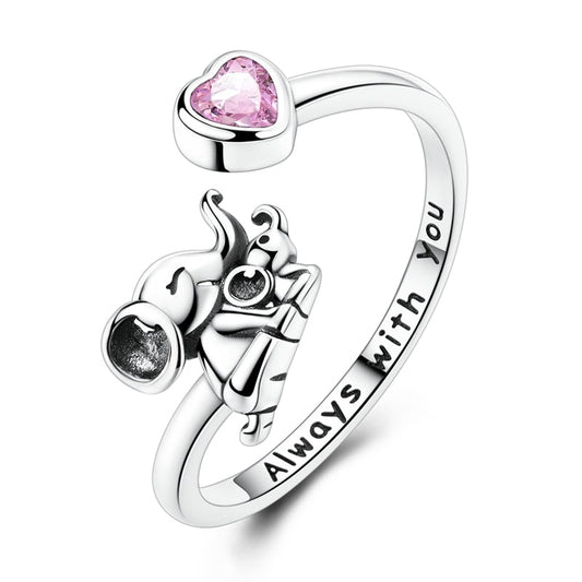 Bague Réglable Éléphant et Cœur Always With You