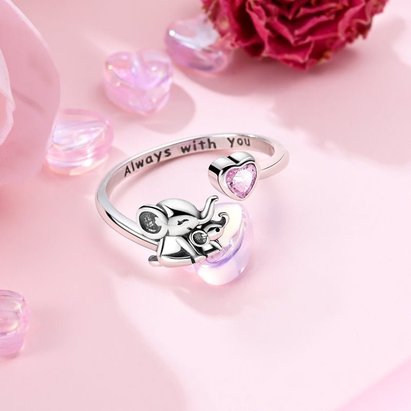 Bague Réglable Éléphant et Cœur Always With You