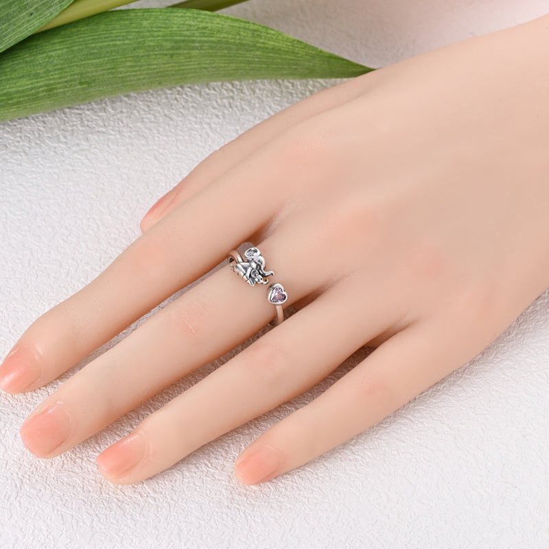 Bague Réglable Éléphant et Cœur Always With You
