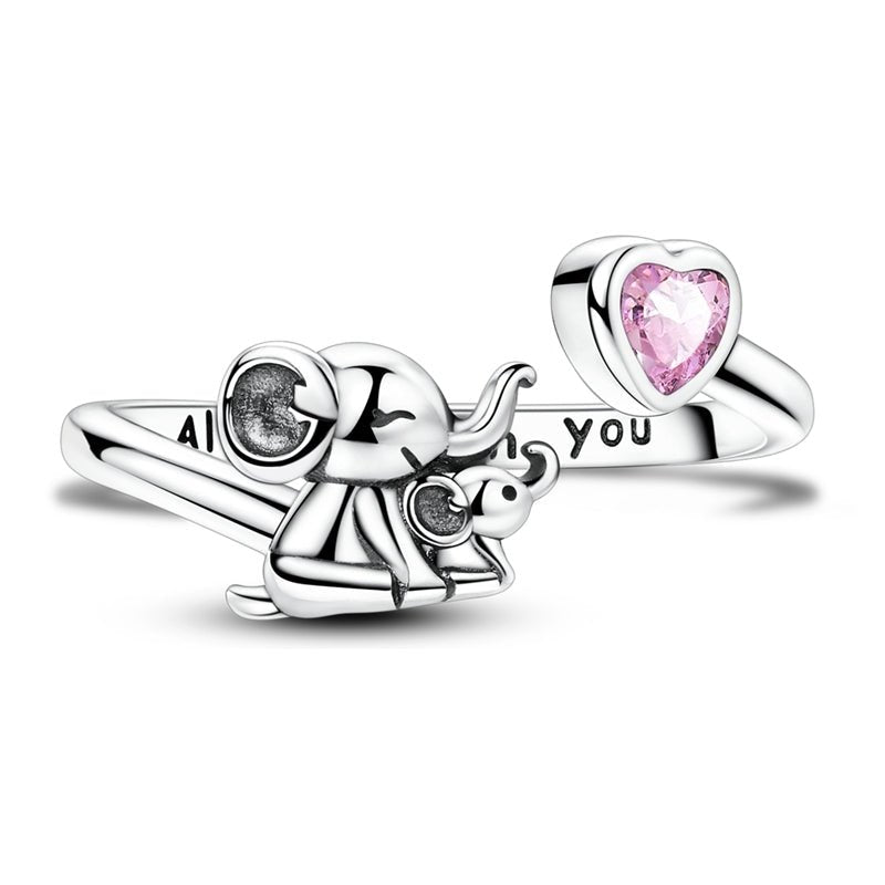 Bague Réglable Éléphant et Cœur Always With You