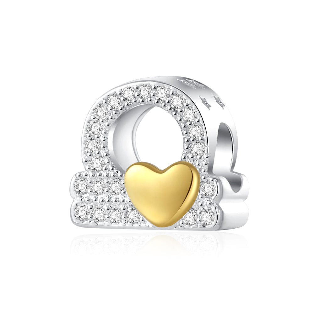 Charms Constellation Zodiaque Cœur Doré et Cristaux Pavés