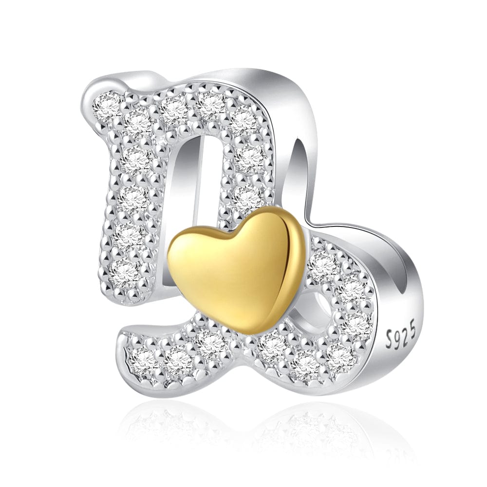 Charms Constellation Zodiaque Cœur Doré et Cristaux Pavés