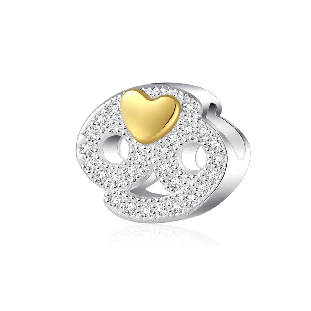 Charms Constellation Zodiaque Cœur Doré et Cristaux Pavés