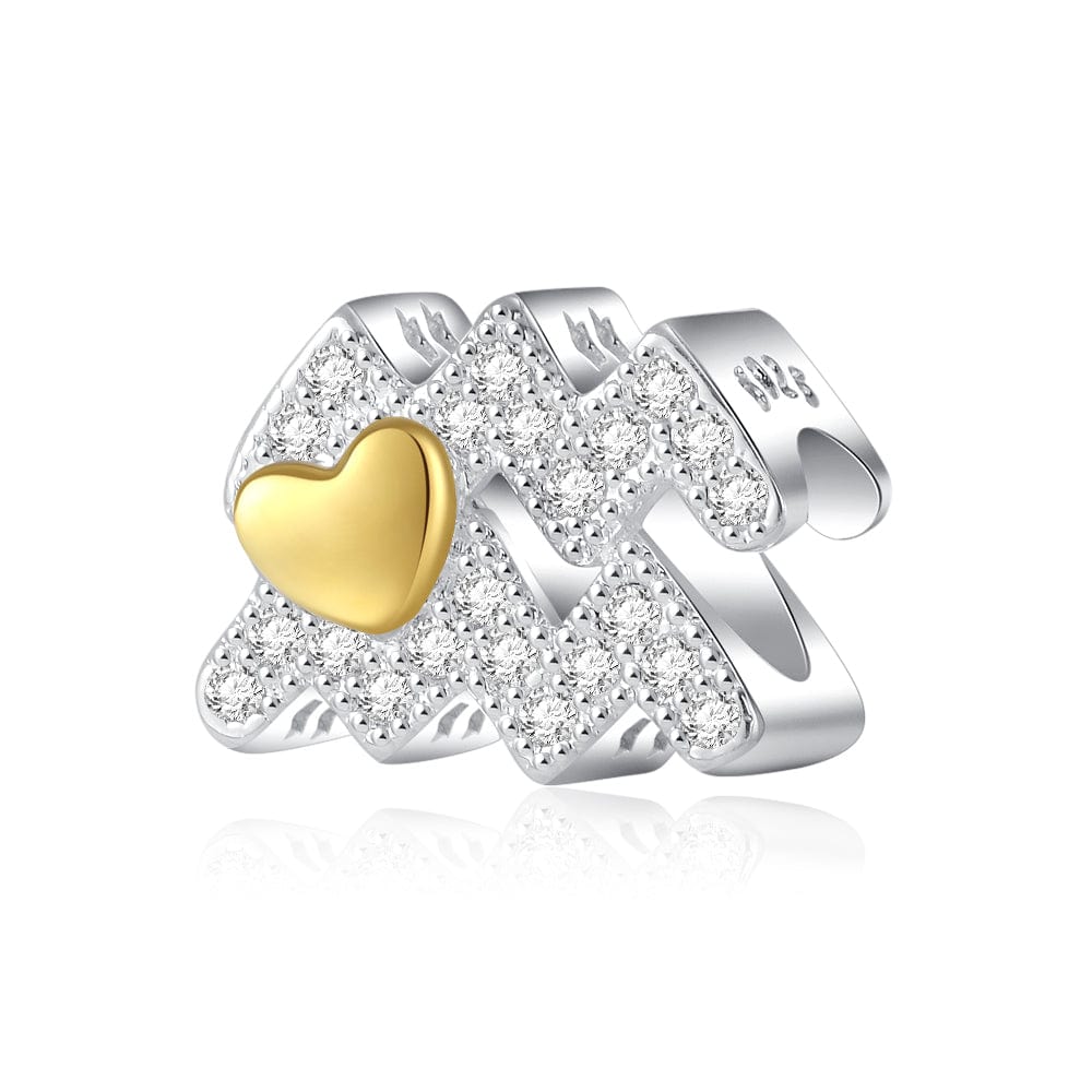 Charms Constellation Zodiaque Cœur Doré et Cristaux Pavés