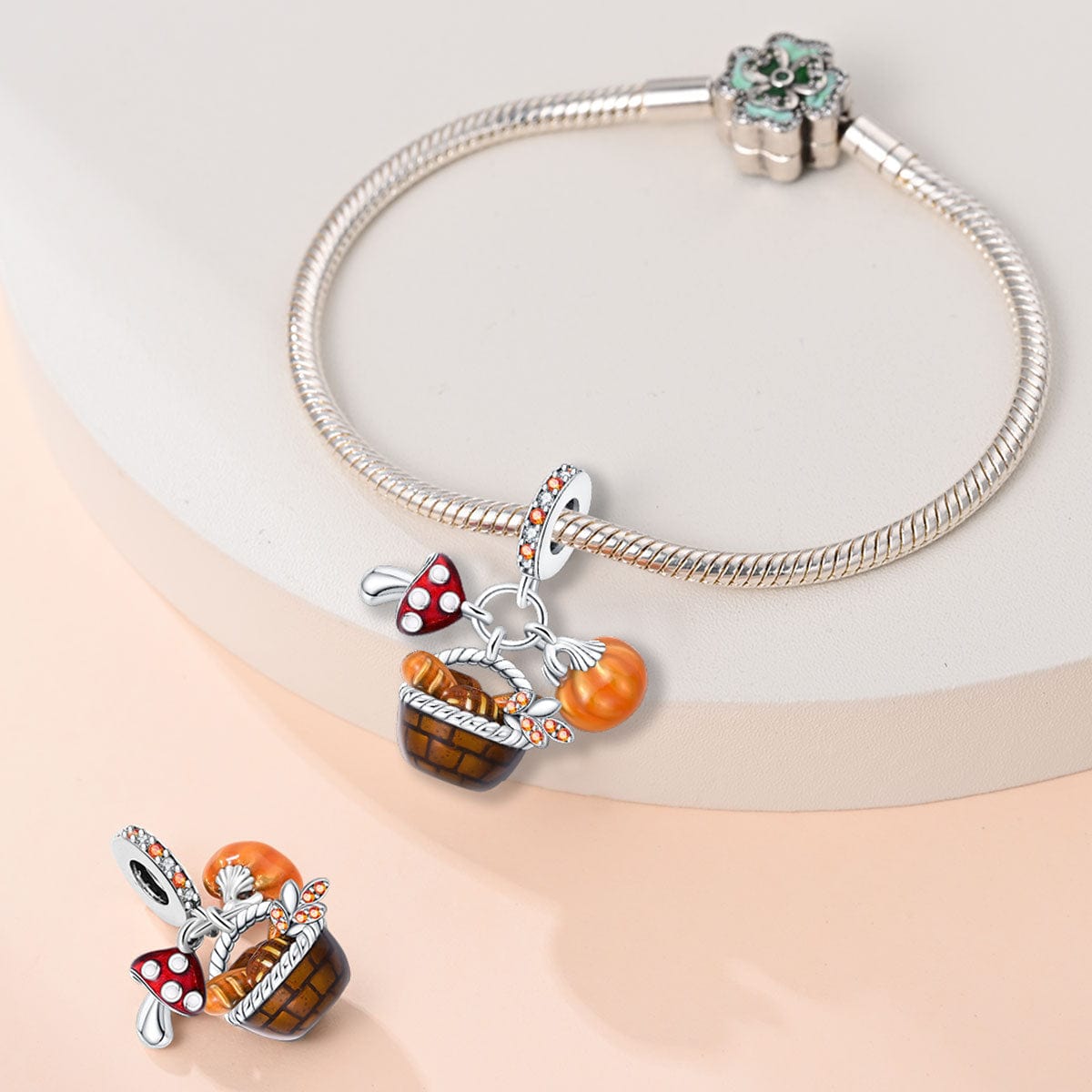 Charm Panier d'Automne Champignons, Pain et Citrouilles