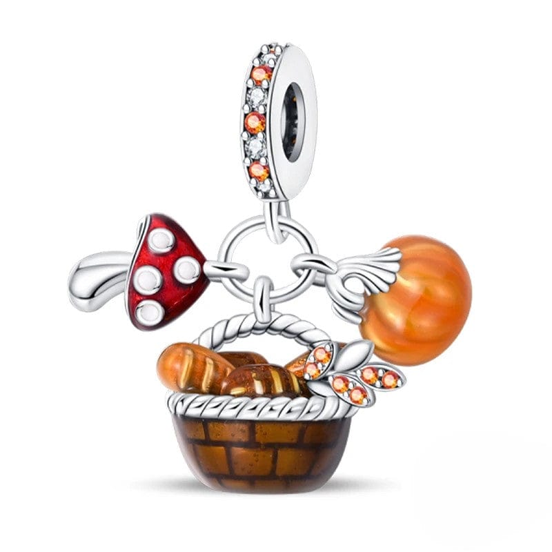 Charm Panier d'Automne Champignons, Pain et Citrouilles