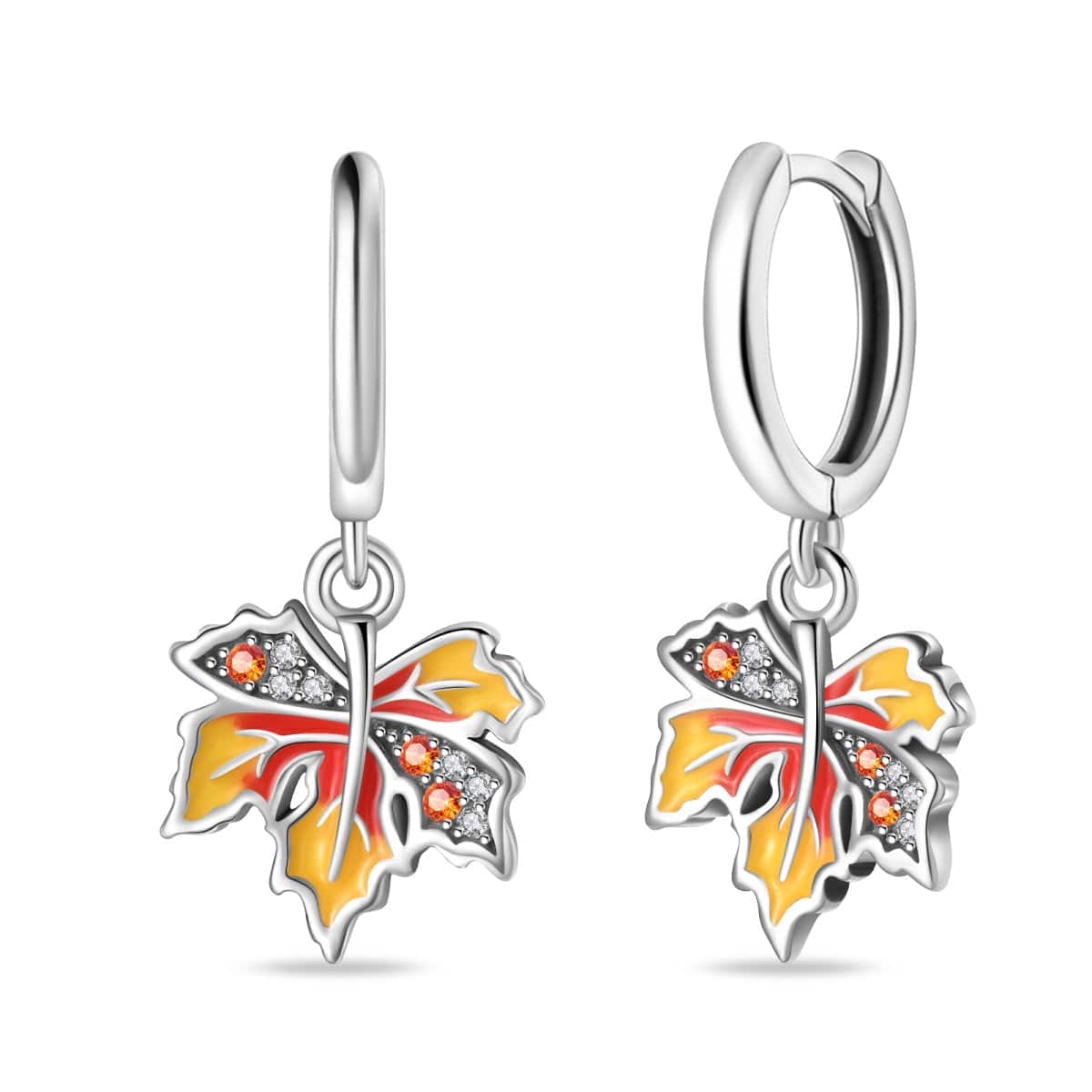 Boucles d'Oreilles Pendantes Feuille d'Érable d'Automne