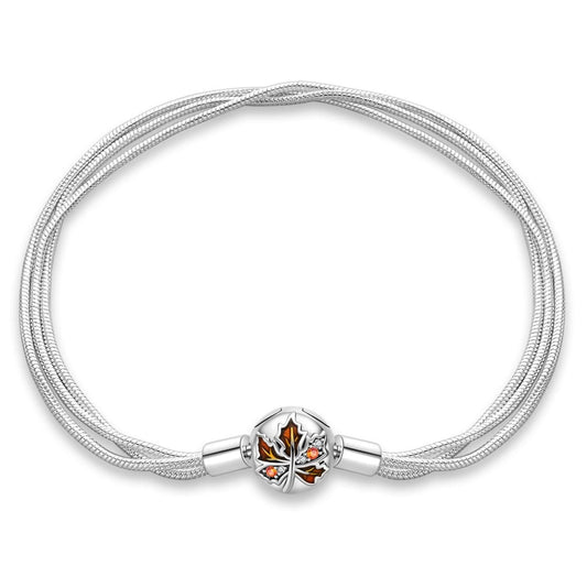 Bracelet Multi-Rangs Feuille d'Érable d'Automne