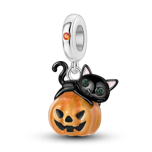 Charm Pendant Chat Noir sur Citrouille