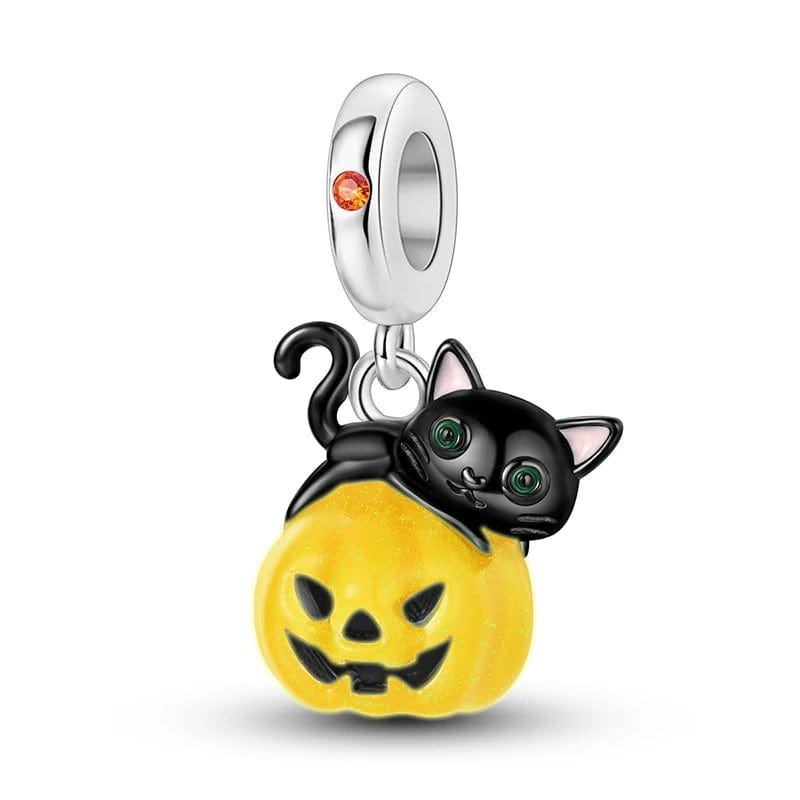 Charm Pendant Chat Noir sur Citrouille