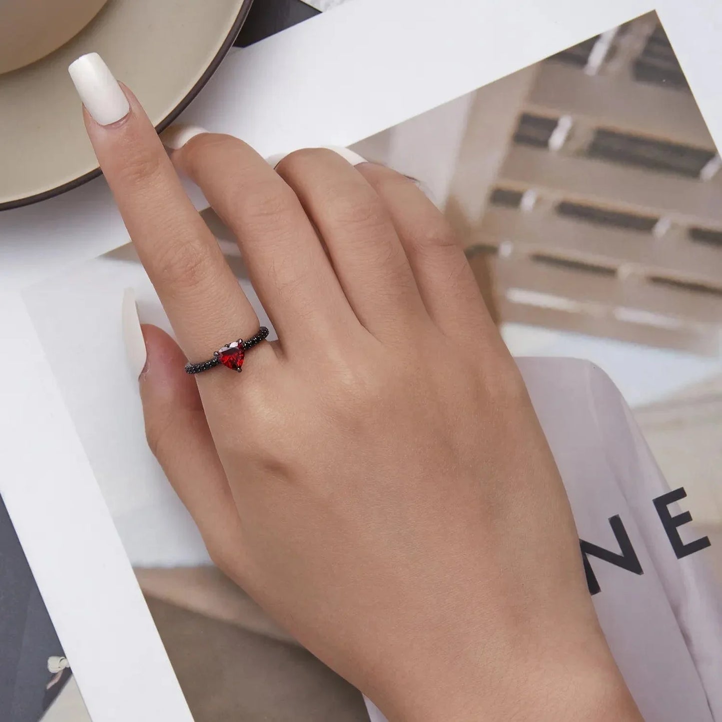 Bague Cœur Punk Noire
