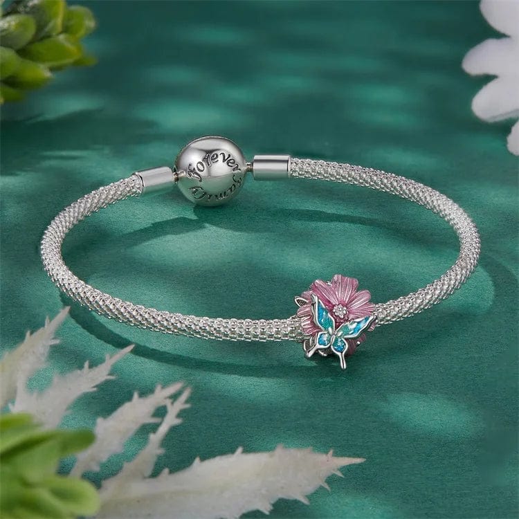 Charm Fleur Épanouie et Papillon