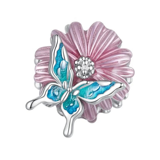Charm Fleur Épanouie et Papillon
