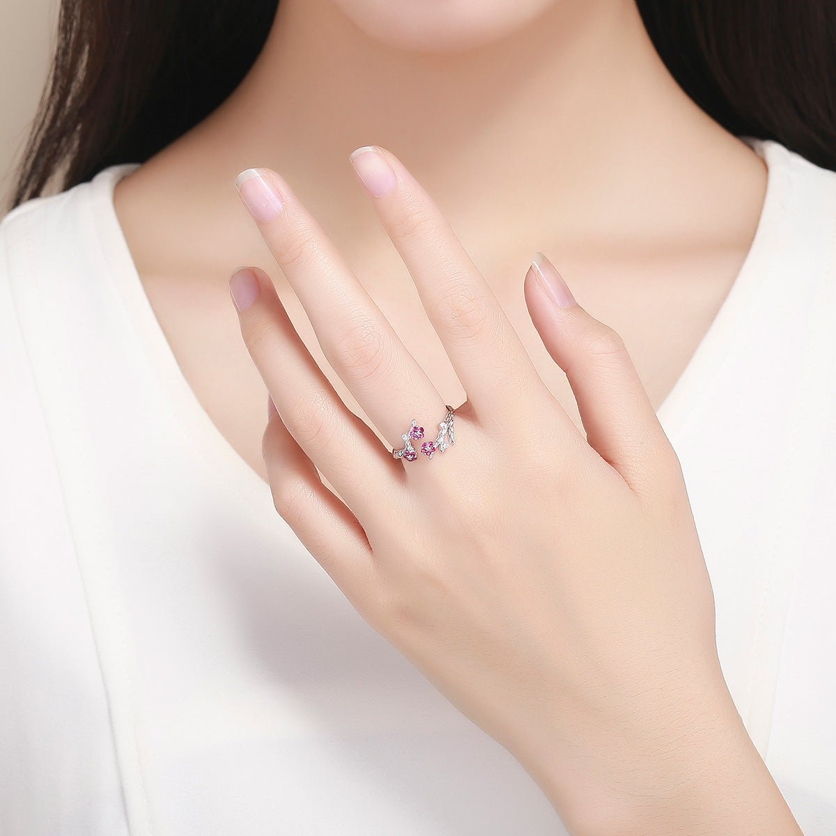 Bague Réglable Jardin de Fleurs Roses