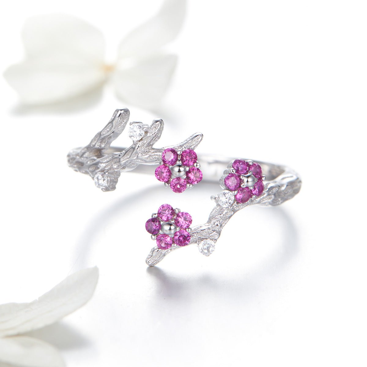 Bague Réglable Jardin de Fleurs Roses