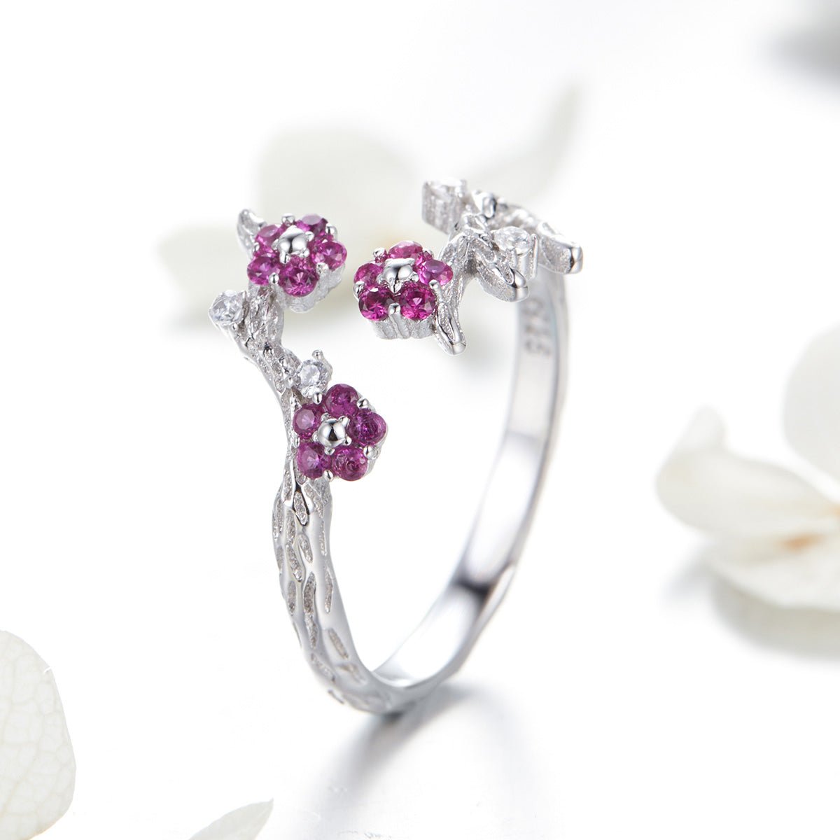 Bague Réglable Jardin de Fleurs Roses