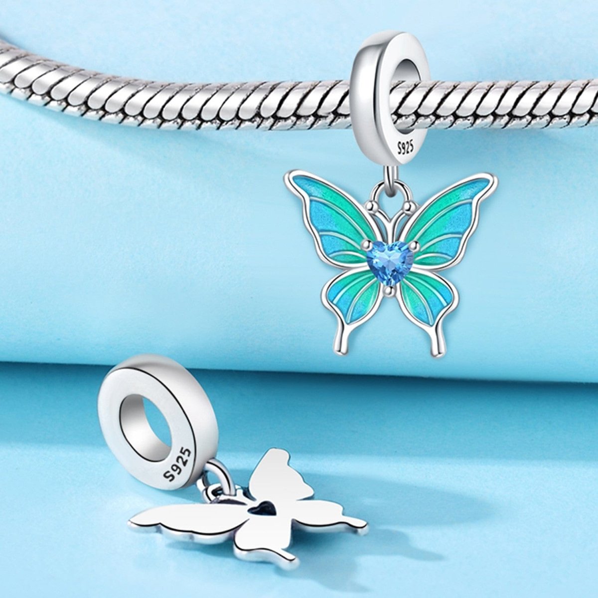 Charm Pendant Papillon Bleu