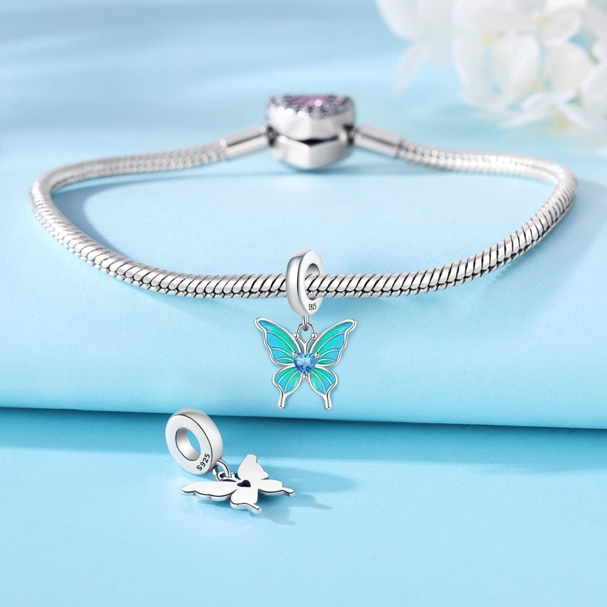 Charm Pendant Papillon Bleu