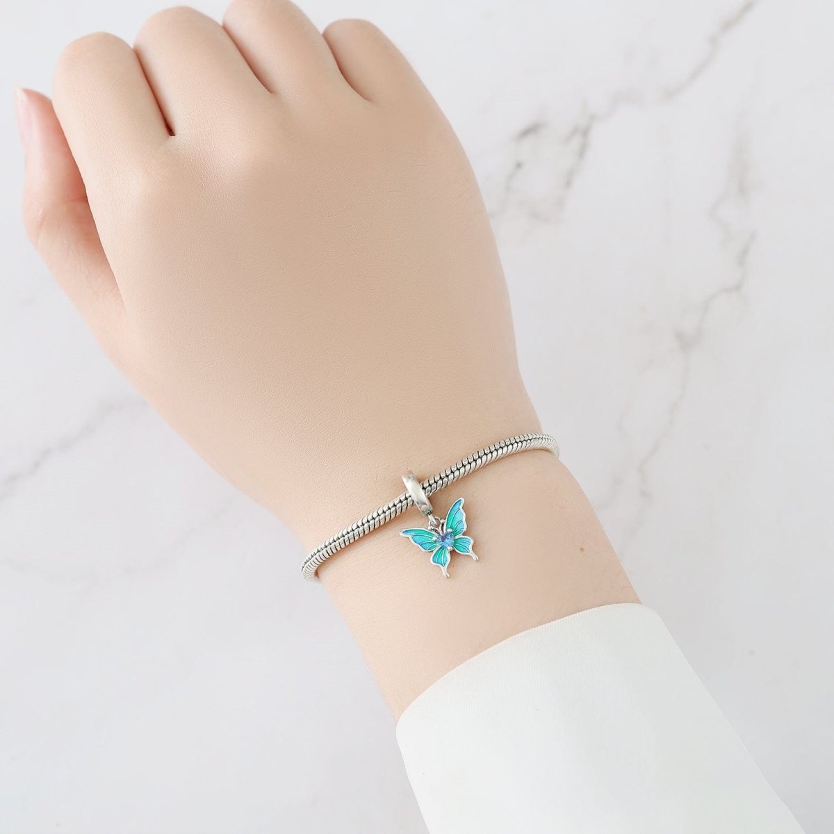 Charm Pendant Papillon Bleu