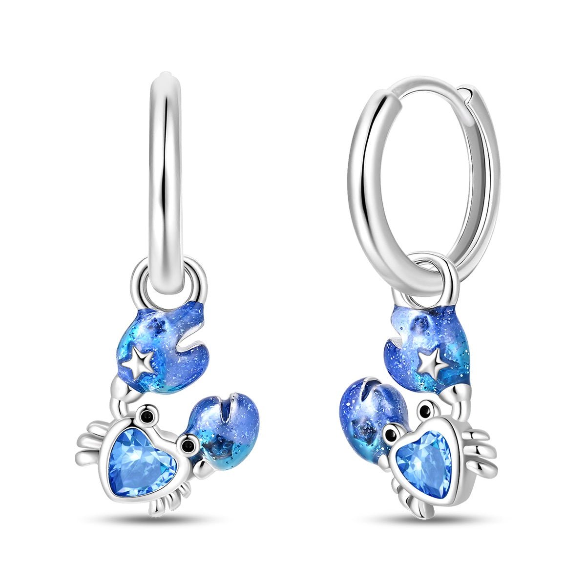 Créoles Crabe Bleu et Étoile de Mer Cœur
