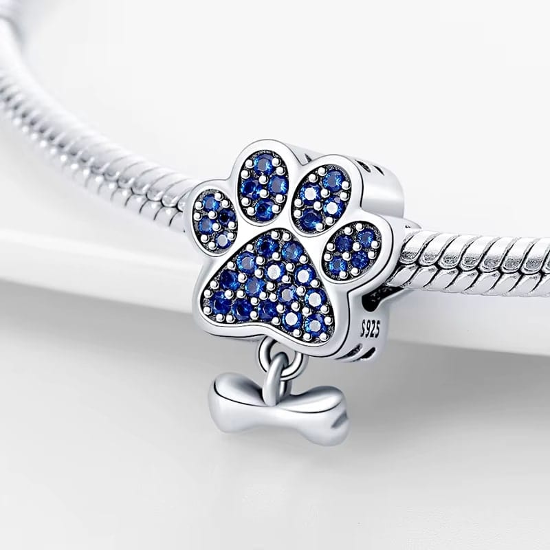 Charm Patte de Chien Bleue