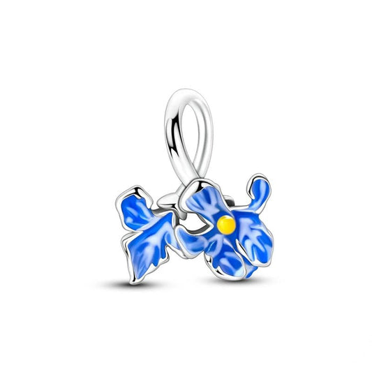 Charm Fleur en Émail Bleu