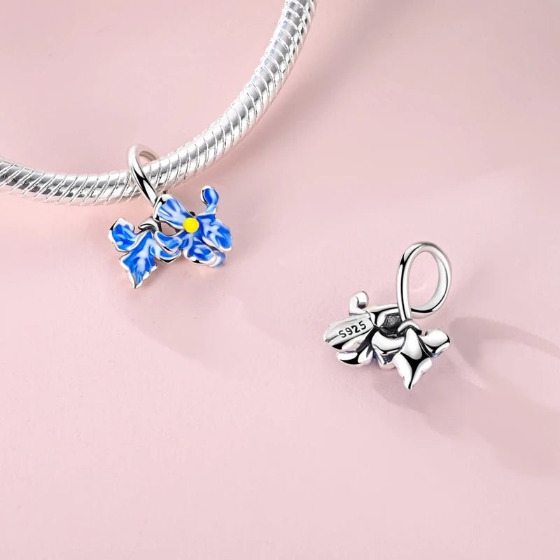 Charm Fleur en Émail Bleu