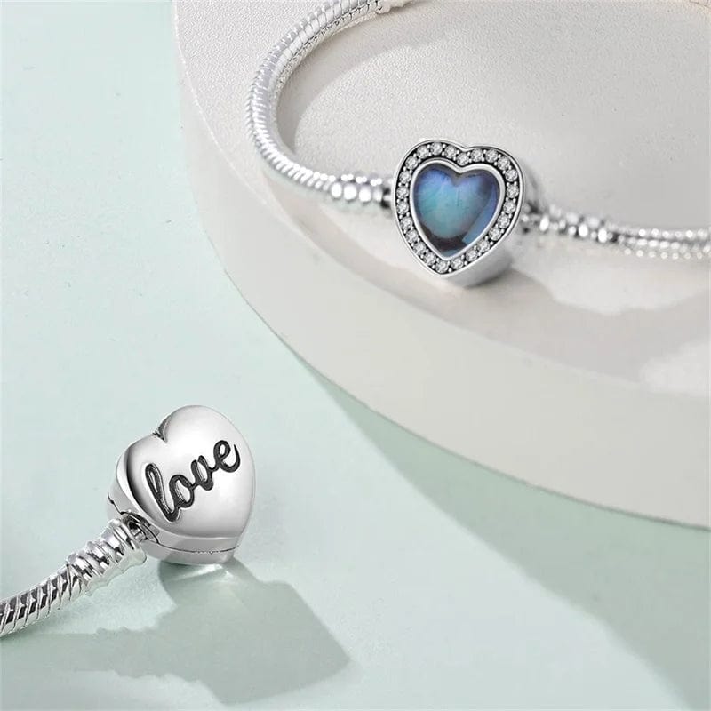 Bracelet Fermoir Cœur en Pierre Bleue