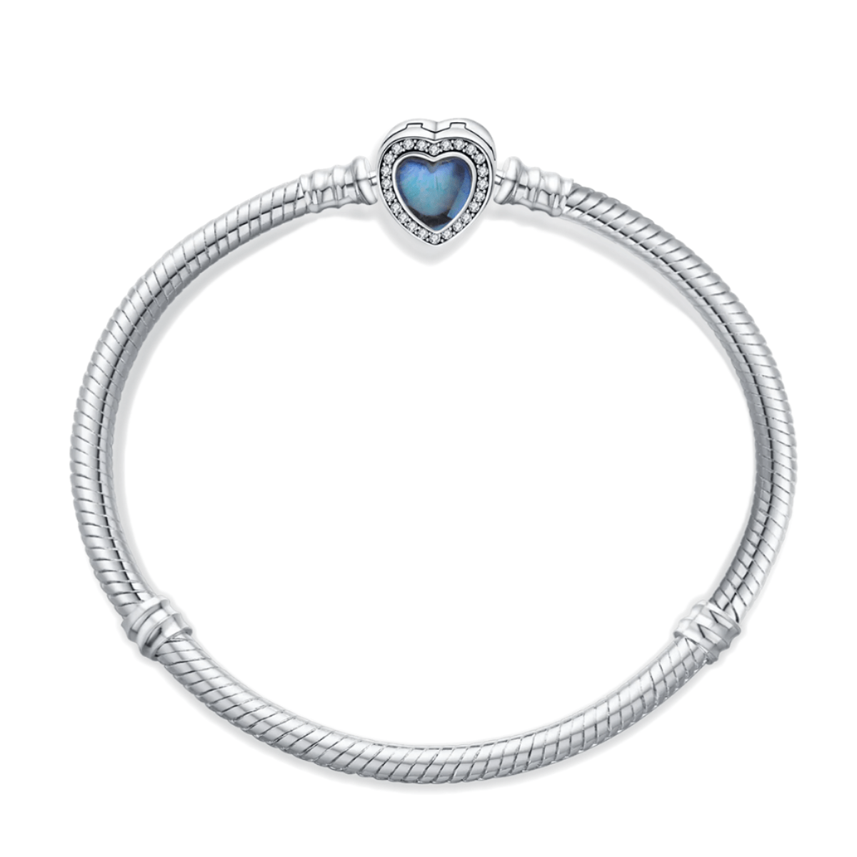 Bracelet Fermoir Cœur en Pierre Bleue