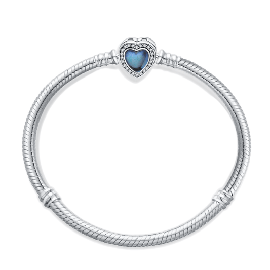 Bracelet Fermoir Cœur en Pierre Bleue