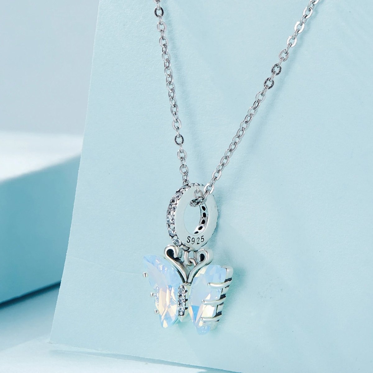 Charm Pendant Papillon en Verre de Murano Bleu