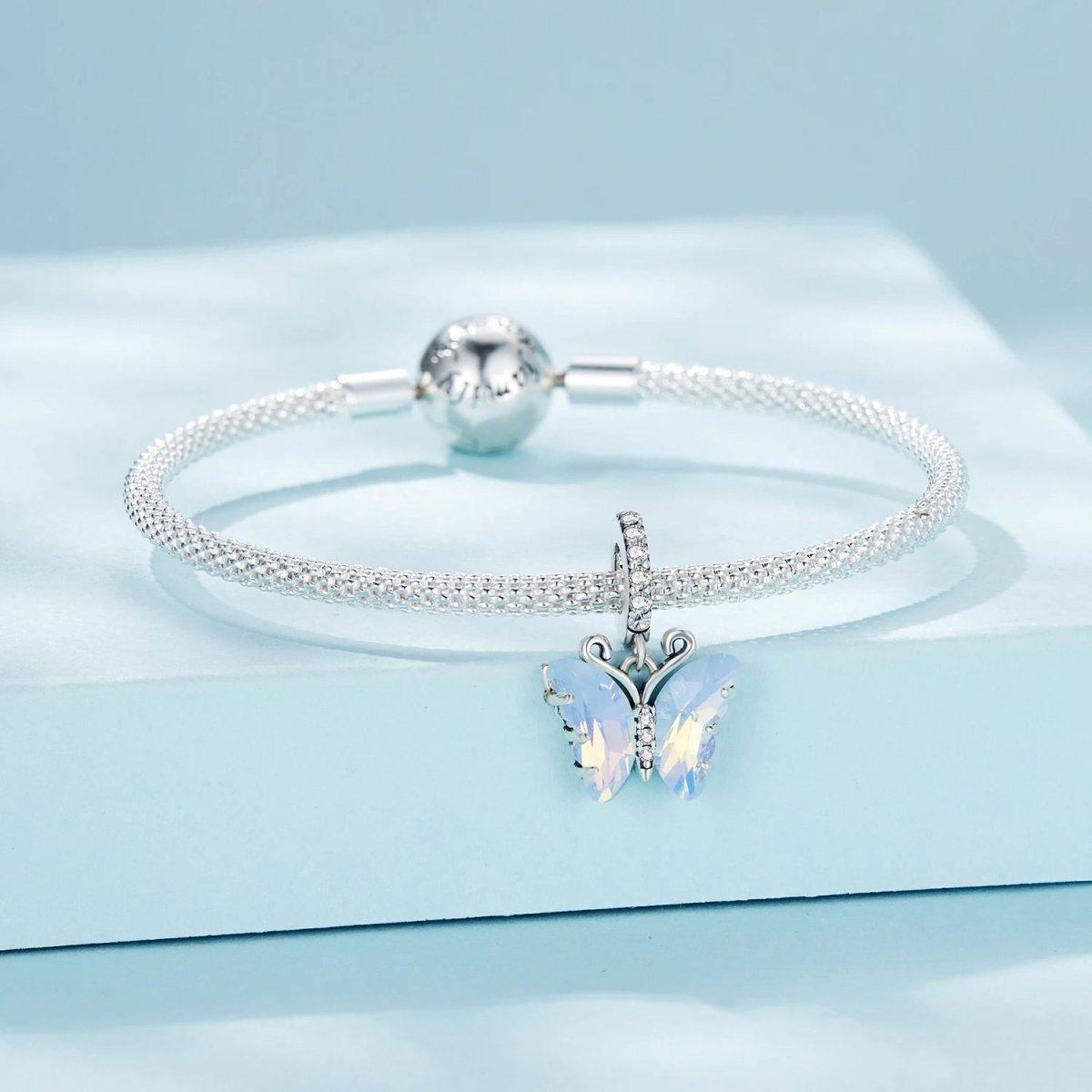 Charm Pendant Papillon en Verre de Murano Bleu