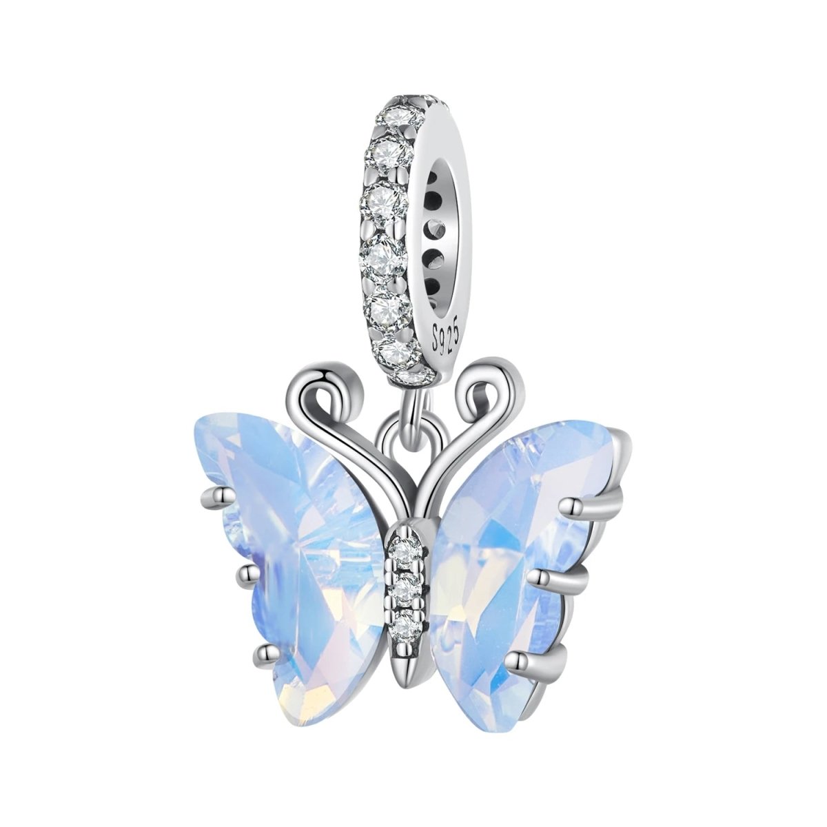 Charm Pendant Papillon en Verre de Murano Bleu