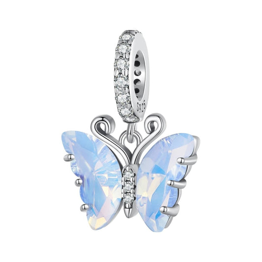 Charm Pendant Papillon en Verre de Murano Bleu