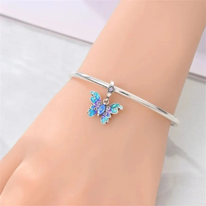 Charm Pendant Papillon Grâce Bleu et Violet